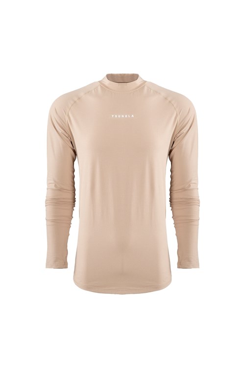 YoungLA 808 High Neck Compression Shirt Beige | 4875360-VB