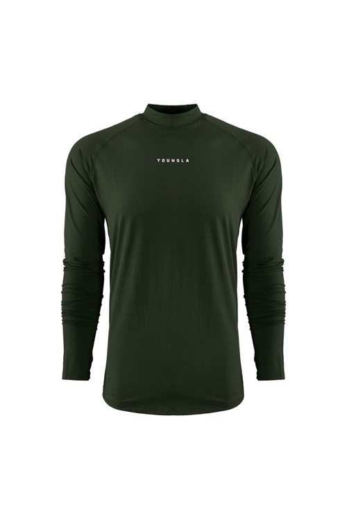 YoungLA 808 High Neck Compression Shirt Olijfgroen | 8913672-UB