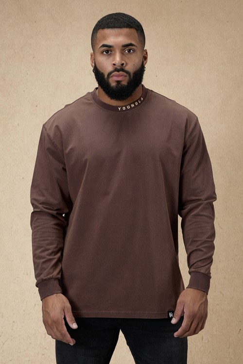 YoungLA 810 Trademark Longsleeves Bruin Lichtturkoois | 7085294-ZX