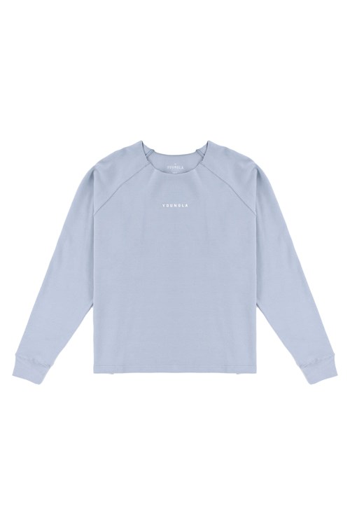 YoungLA 815 Raw Neck Cloud Longsleeves Blauw | 9124506-BM