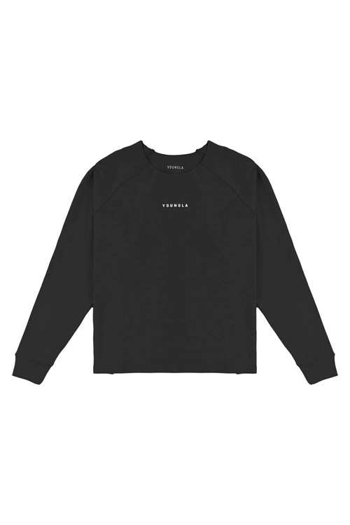 YoungLA 815 Raw Neck Cloud Longsleeves Zwart | 9576824-WQ