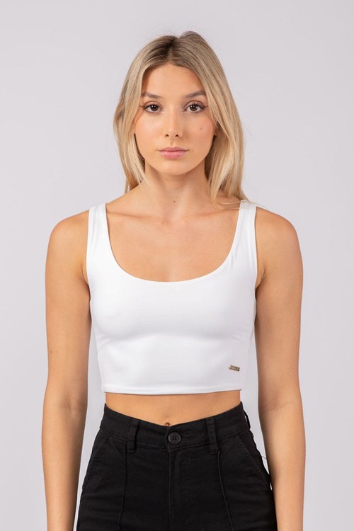 YoungLA W304 Scoop Neck Crop Tank Wit | 0419362-HG